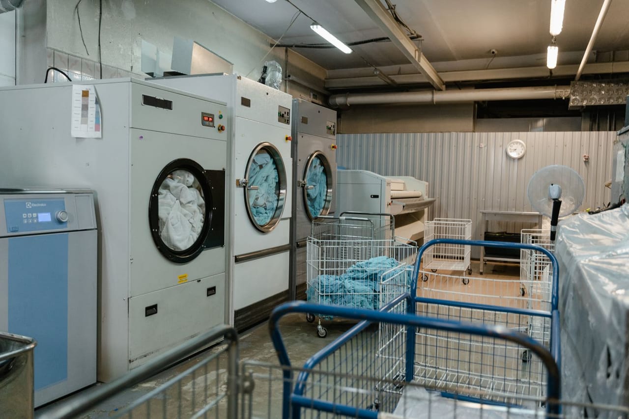 Appliance repair Monterey CA: Heavy duty washing machine in the service area
