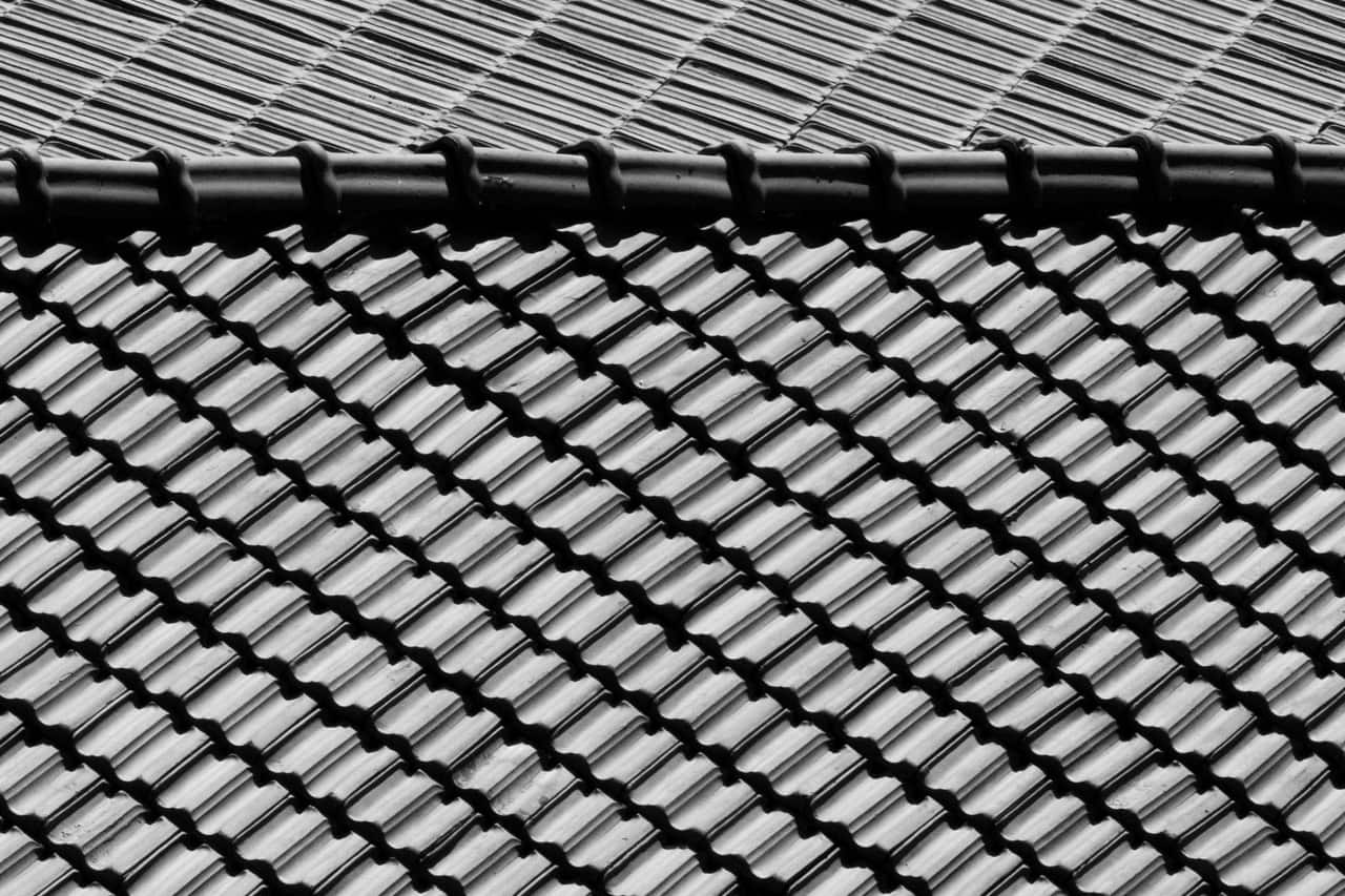 Black streaks on roof: Black and white tiled roof pattern