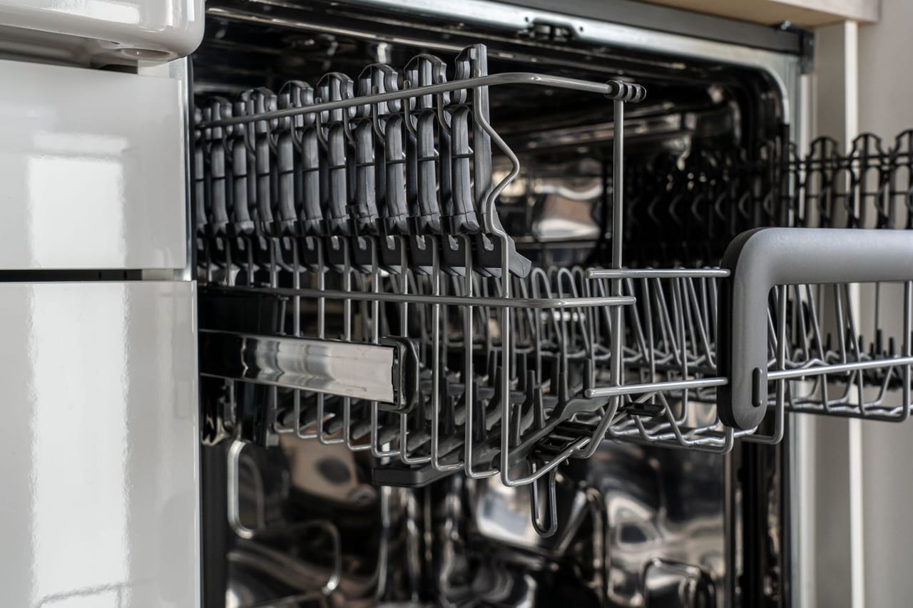 Dishwasher not draining: Close up photo of empty dishwasher