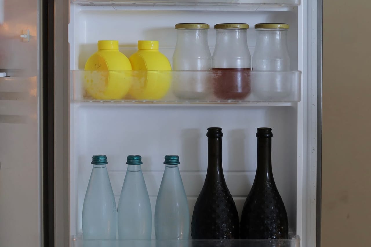 How much to fix a refrigerator: Organized refrigerator with bottles and limes