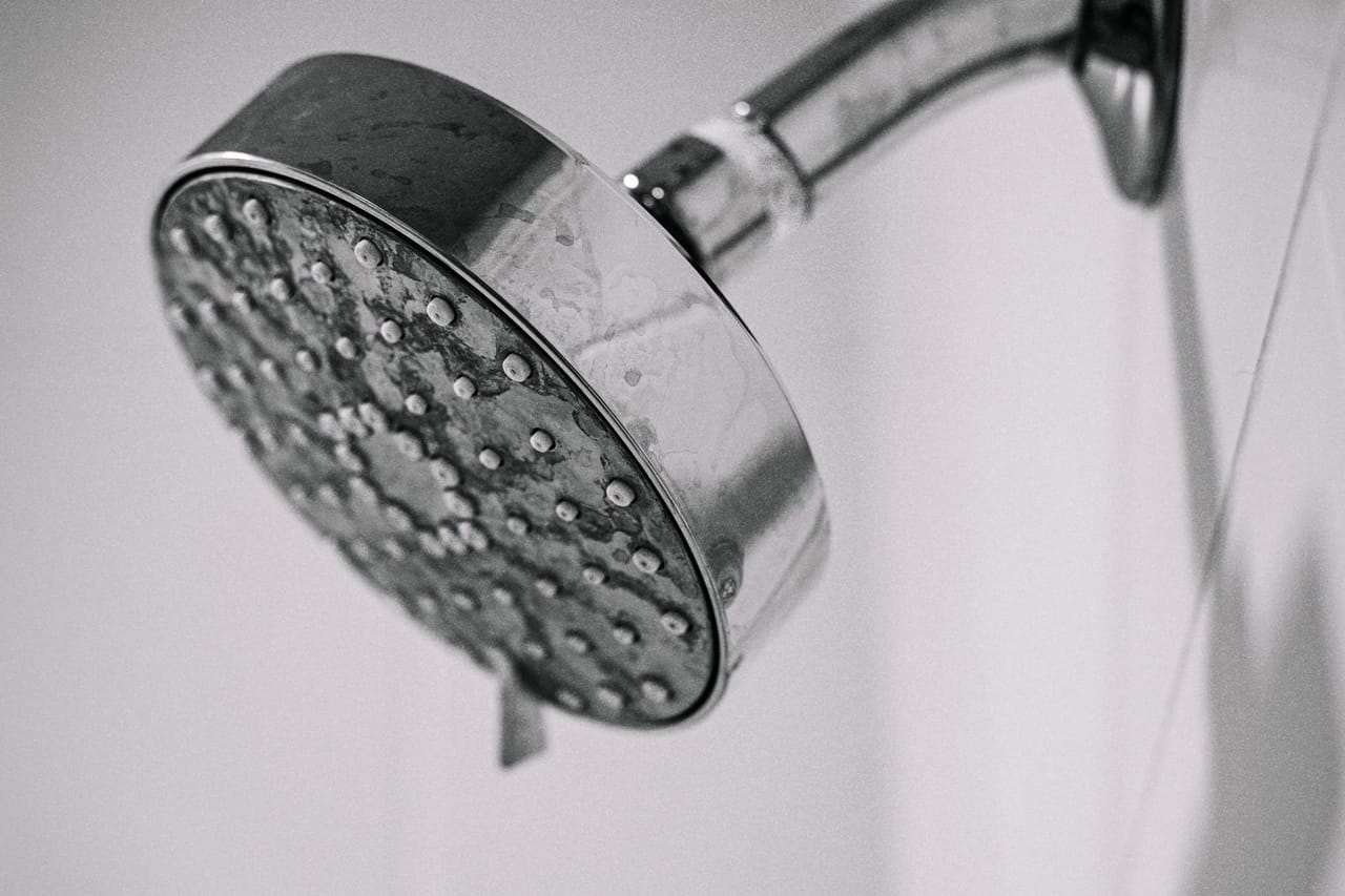 Plumber Texas City TX: Close up of modern showerhead in bathroom