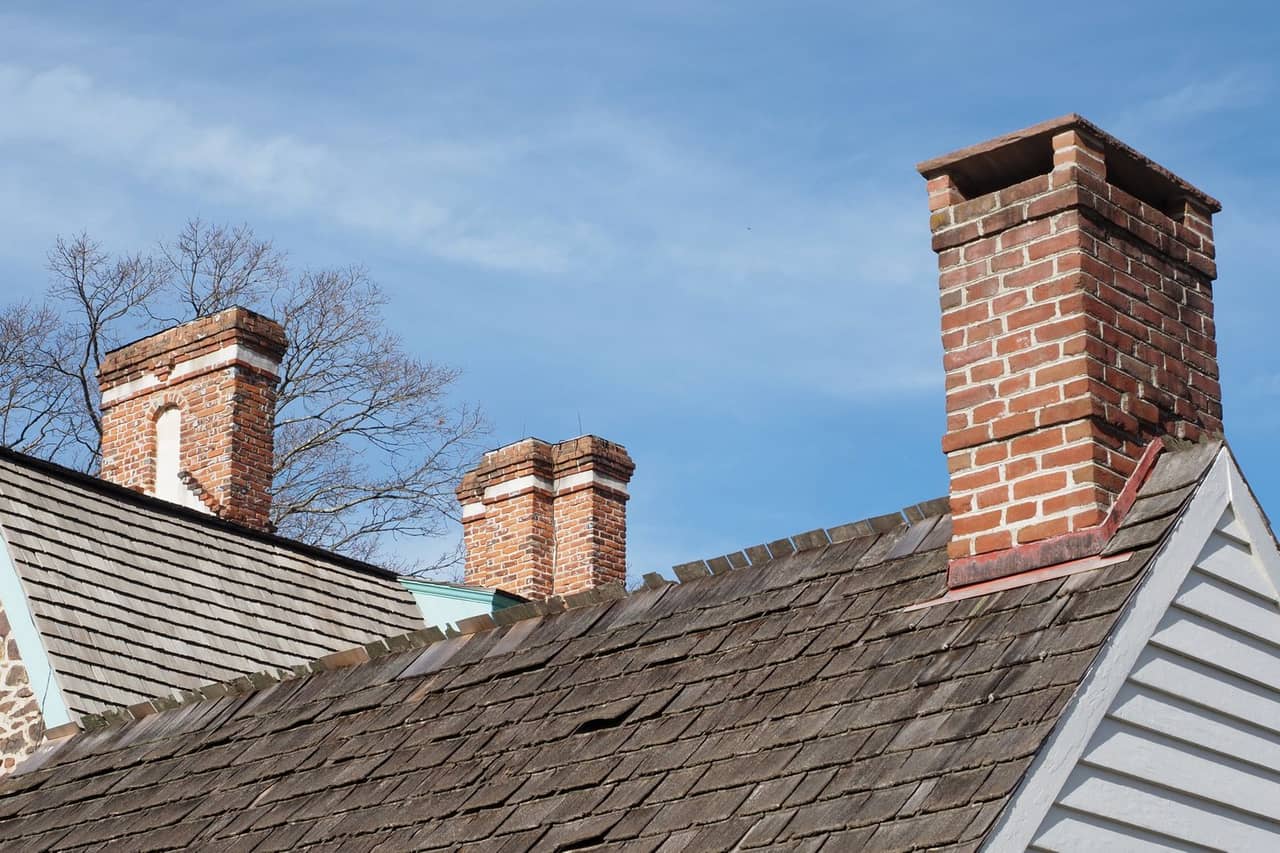 Roof repair Santa Monica CA: Rooftop with chimneys