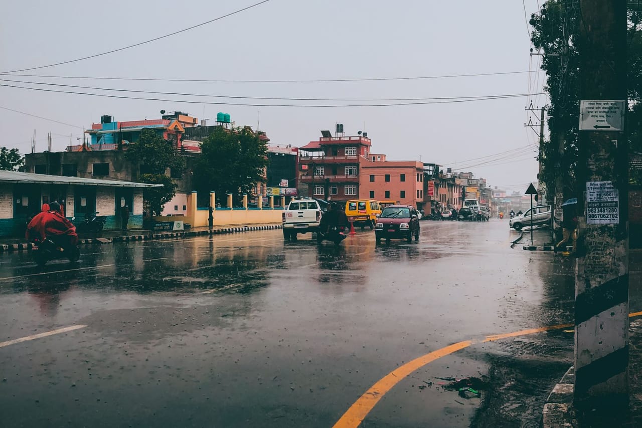 Water damage restoration Odessa TX: Wet street after rain in town